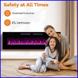 60 Inches Ultra-Thin Electric Fireplace Wall-Mounted & Recessed Fireplace Heater