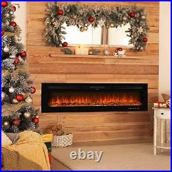 60 Recessed Electric Fireplace Insert Remote Control 1500W Wall Mounted Heater