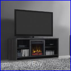 60' TV Stand With Fireplace Insert Electric Fake Black Energy Saver