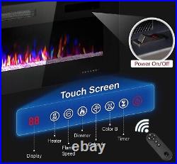 60 Ultra-Thin Electric Fireplace Wall-Mounted & Recessed Fireplace Heater
