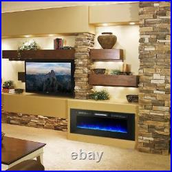 60 Wide Electric Fireplace Wall Mounted Heater Multi-Color Flame with Remote
