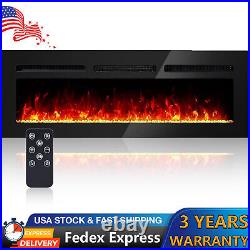 60 inch Electric Fireplace Recessed Wall-Mounted Fireplace Heater Timer withRemote