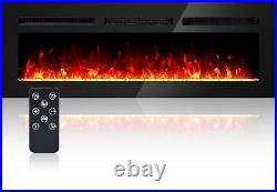 60 inch Electric Fireplace Recessed Wall-Mounted Fireplace Heater Timer withRemote