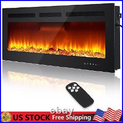 60 inch Electric Fireplace Recessed Wall-Mounted Fireplace Heater Timer withRemote