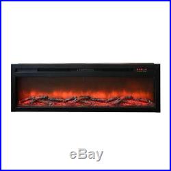 63 In. W 5000 BTU Electric Fireplace Insert Heater Fire Place Realistic Flame