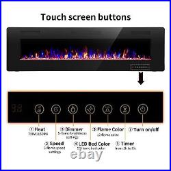 68'' Ultra-Thin Electric Fireplace Wall-Mounted & Recessed Fireplace Heater