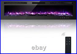 70 Inch Electric Fireplace Inserts, Wall Mounted Fireplace, Recessed Electric Fi