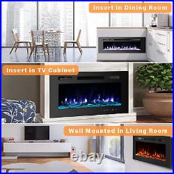 70 Inch Electric Fireplace Inserts, Wall Mounted Fireplace, Recessed Electric Fi