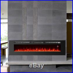 70 Wide Electric Fireplace Wall Mounted /Insert Heater Multi-Color Flame Remote