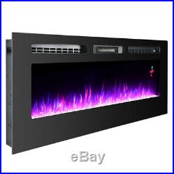 70 Wide Electric Fireplace Wall Mounted /Insert Heater Multi-Color Flame Remote