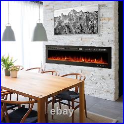 70 in Electric Fireplace Insert, Recessed and Wall Mounted Fireplace Linear Fire