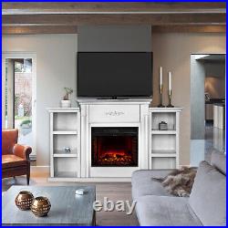 70 inch Freestanding Mantel (Frame Only) for Insert Fireplace with 6 Bookcase