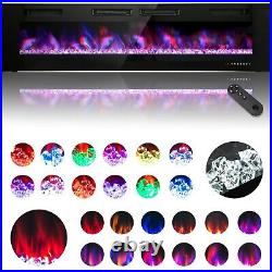 72 Electric Fireplace Wall-Mounted Recessed Fireplace Heater with Remote Control