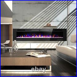 72 Electric Fireplace Wall-Mounted Recessed Fireplace Heater with Remote Control