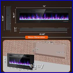 72 Inch Electric Fireplace Wall Mounted/Freestanding-Ultra Thin Fireplace Insert