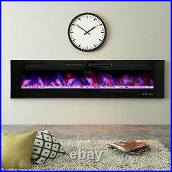 72 Ultra-Thin Electric Fireplace Wall-Mounted & Recessed Fireplace Heater