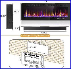 72 inch Electric Fireplace Ultra-Thin Recessed Wall Mounted 750/1500W Heater