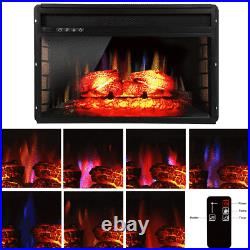 7 Color Embedded 26Electric Fireplace Insert Heater Log Flame Remote Thermostat