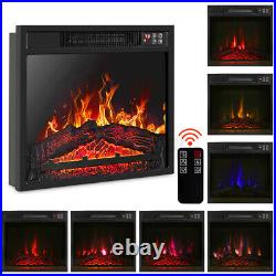 7 Colorful Embedded Fireplace Electric Insert Heater Timer Log Flame Remote US