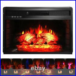 7 Colors Embedded 26 Electric Fireplace Insert Heater Glass View Log Flame US
