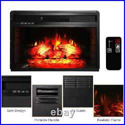 7 Colors Embedded 26 Electric Fireplace Insert Heater Glass View Log Flame US