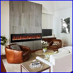 80 Inches Electric Fireplace Inserts, Recessed and Wall Mounted Fireplace Heater