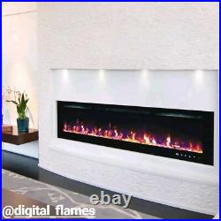 82 Inch Led Digital Flames Modern Black Insert Wall Mounted Electric Fire 2021