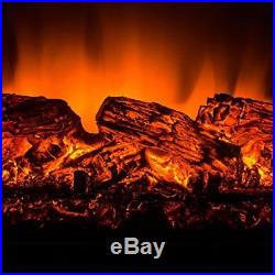 AKDY 28 Black Electric Firebox Fireplace Heater Insert Curve Glass Panel