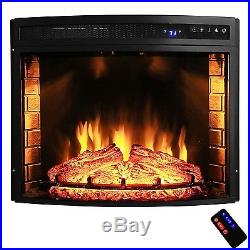 AKDY 28 Black Electric Firebox Fireplace Heater Insert Curve Glass Panel. New