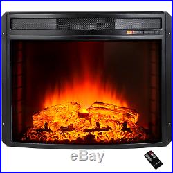 AKDY 28 Black Electric Firebox Fireplace Heater Insert Curve Glass Panel WithRem