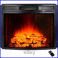 AKDY 28 Black Electric Firebox Fireplace Heater Insert Curve Glass Panel WithRemo