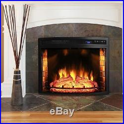 AKDY 28 Black Freestanding Electric Fireplace Insert Great Curved Glass Heater