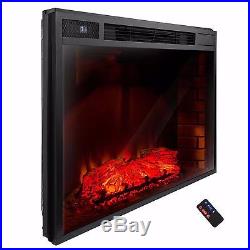 AKDY 33-In Black Remote Control Electric Tempered Glass Fireplace Insert Heater