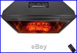AKDY 33-In Black Remote Control Electric Tempered Glass Fireplace Insert Heater