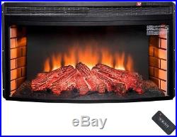 AKDY 35 in. Freestanding Electric Fireplace Insert Heater in Black with Curved