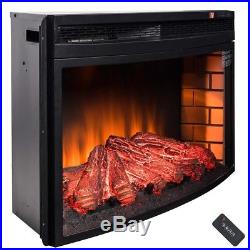 AKDY 35 in. Freestanding Electric Fireplace Insert Heater in Black with Curved