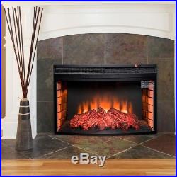 AKDY Electric Fireplace Insert Heater Freestanding Black Glass Remote Blower