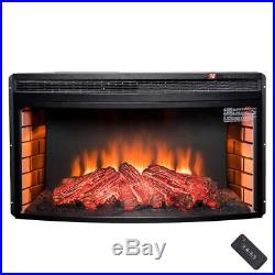 AKDY Freestanding Fireplace Insert Heater Black Tempered Glass Remote Control