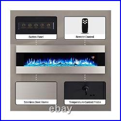 AMERLIFE 60 Wall Mount Electric Fireplace with Remote Control, Floating Fire