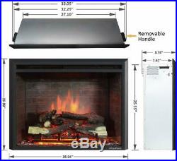 A 26 to 33 Inch Western Electric Fireplace Insert With Remote Control, 750/1500W