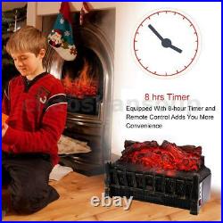 Adjustable 1500W Electric Heat Insert Fireplace Space Heater Log withRemote Timer