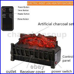 Adjustable 1500W Electric Heat Insert Fireplace Space Heater Log withRemote Timer