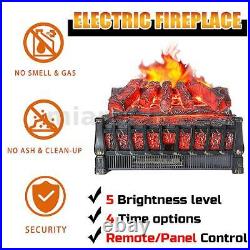 Adjustable Electric Heat Insert Fireplace Space Heater Logs 1500W withRemote Timer
