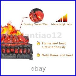 Adjustable Electric Heat Insert Fireplace Space Heater Logs 1500W withRemote Timer