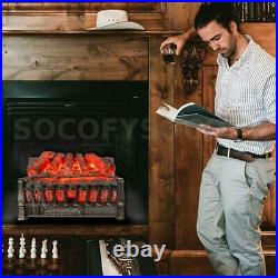 Adjustable Electric Heat Insert Fireplace Space Heater Logs withRemote Timer 1500W