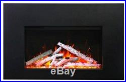 Amantii 30 Electric Fireplace Insert with 3 Side Trim Kit and Canopy Lighting