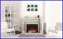 Amantii 38 Electric Fireplace Insert with 3 Side Trim Kit and Canopy Lighting