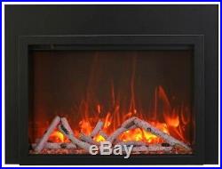 Amantii 38 Electric Fireplace Insert with 4 Side Trim Kit and Canopy Lighting