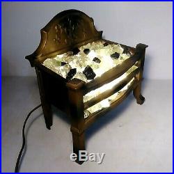 Antique Cast Iron Electric GLASS COAL Fireplace insert Victorian Very Nice