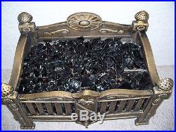 Antique Electric Cast Iron Fireplace Insert Glass Coal Pieces Working
